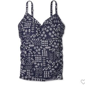 NWT Womens Shirred Tankini Top-Navy 20W